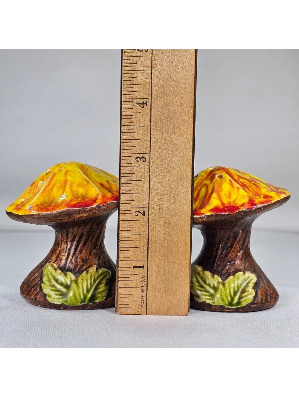 Vintage Treasure Craft Mushroom Salt and Pepper Shakers Ceramic Yellow Orange